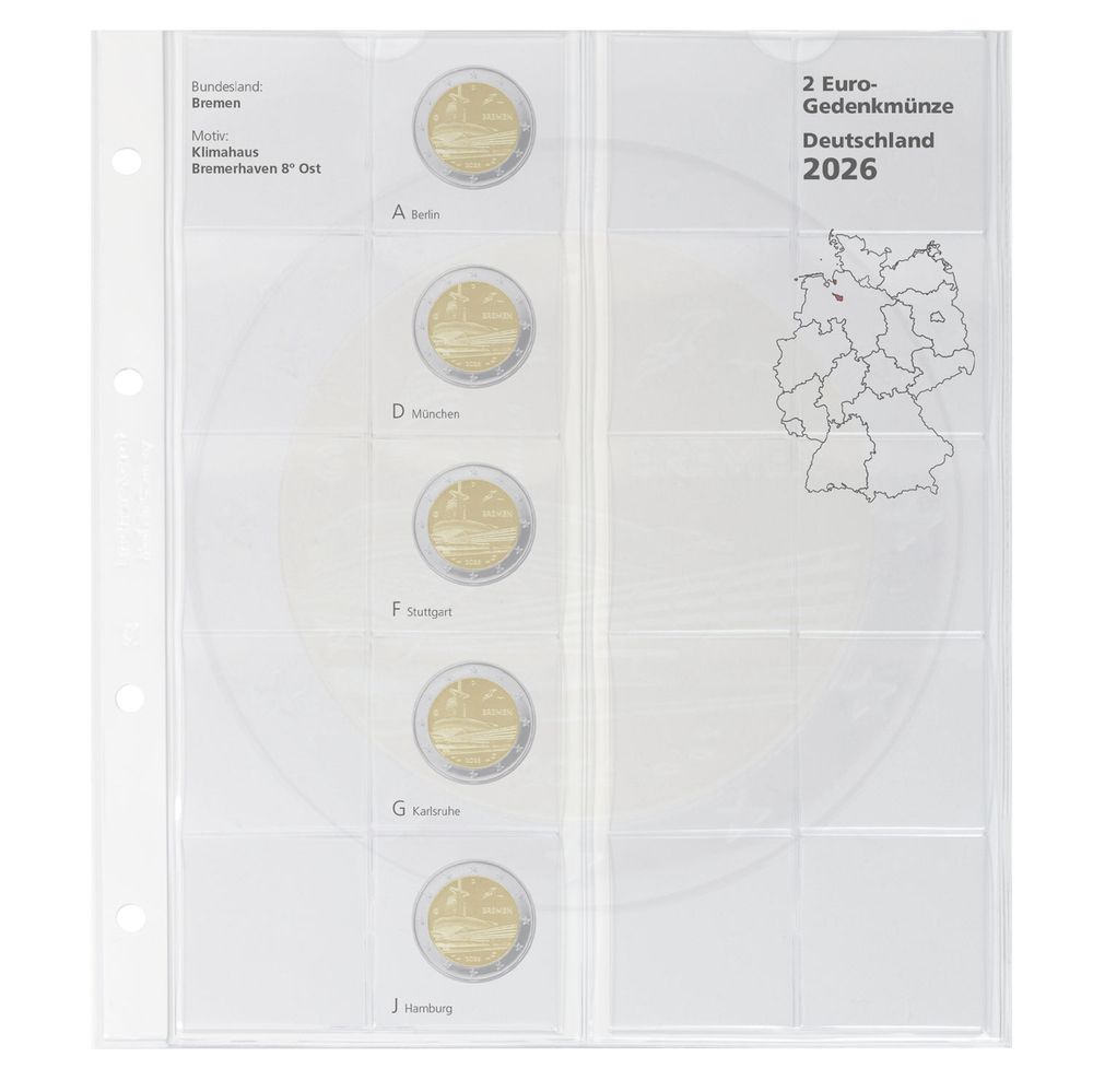 karat Vordruckblatt 2 Euro-Gedenkmünzen "Bremen 2026" aus der Serie Deutsche Bundesländer 2023-2038