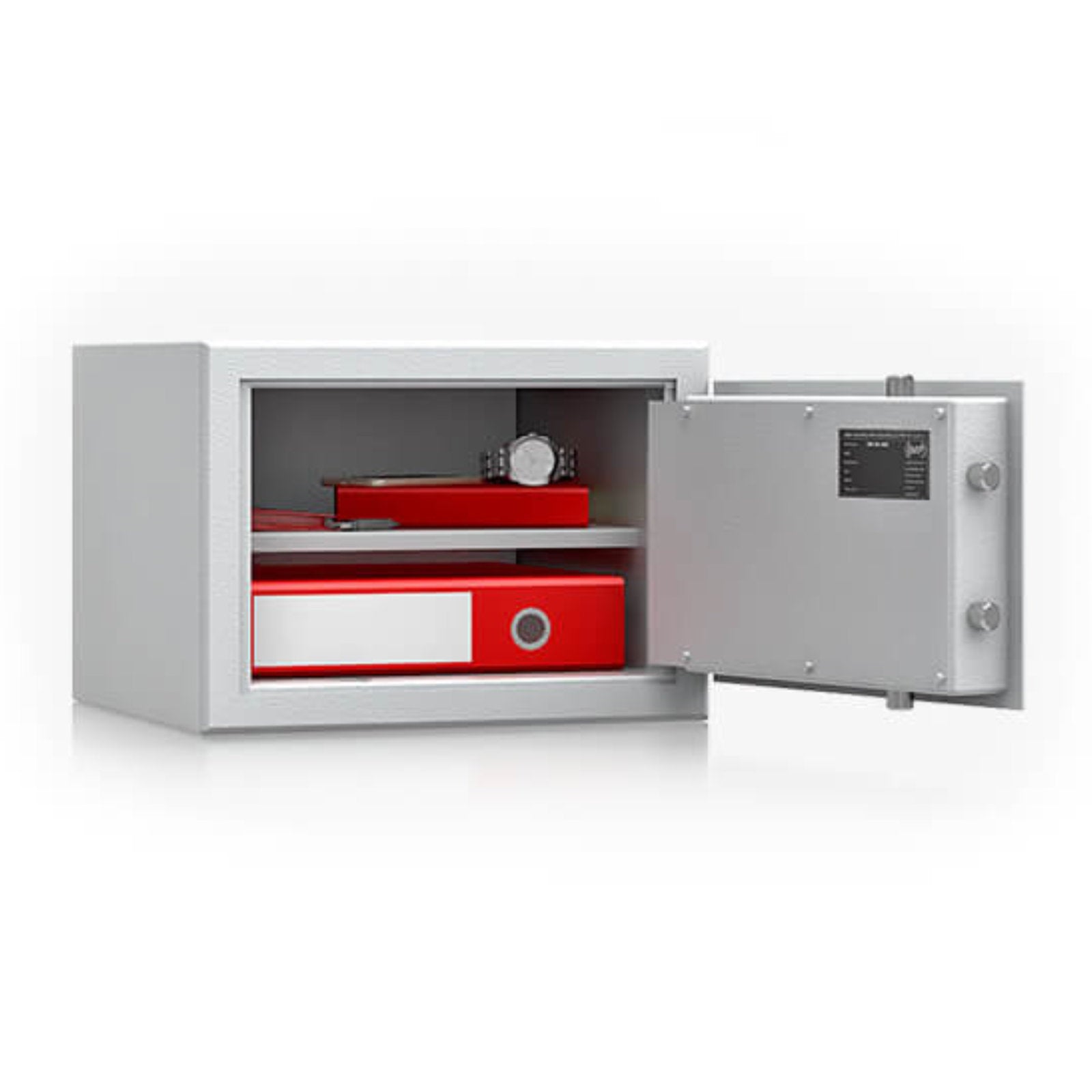 Möbeltresor BB 1 mit Doppelbart Sicherheitsschloss, RAL 7035 Lichtgrau, Sicherheitsstufe B, inklusive Verankerungsschrauben, 300 mm x 420 mm x 380 mm