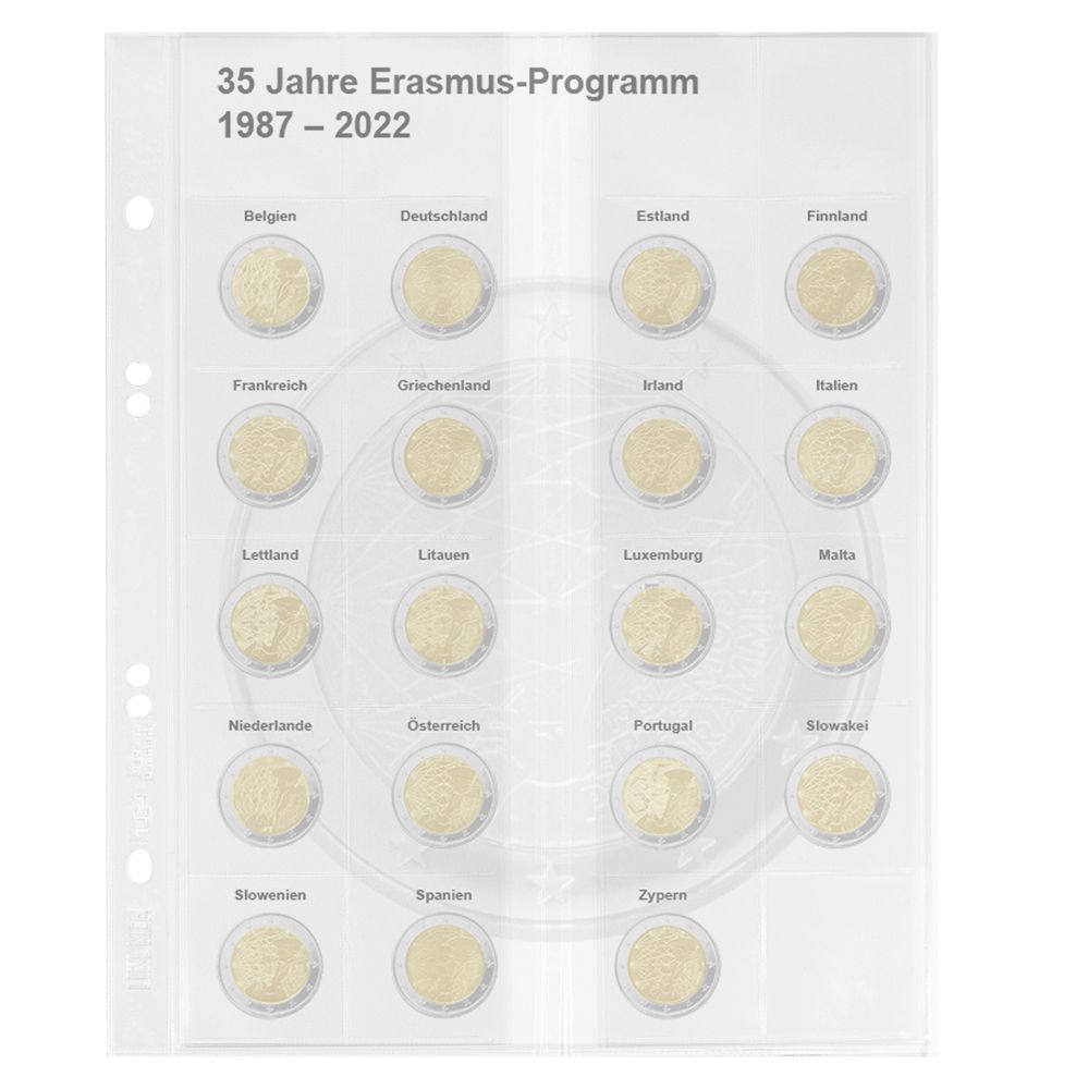 Multi Collect Vordruckblatt für 2 Euro Sammlermünzen: 2 Euro Gedenkmünzen "35 Jahre Erasmus Programm"