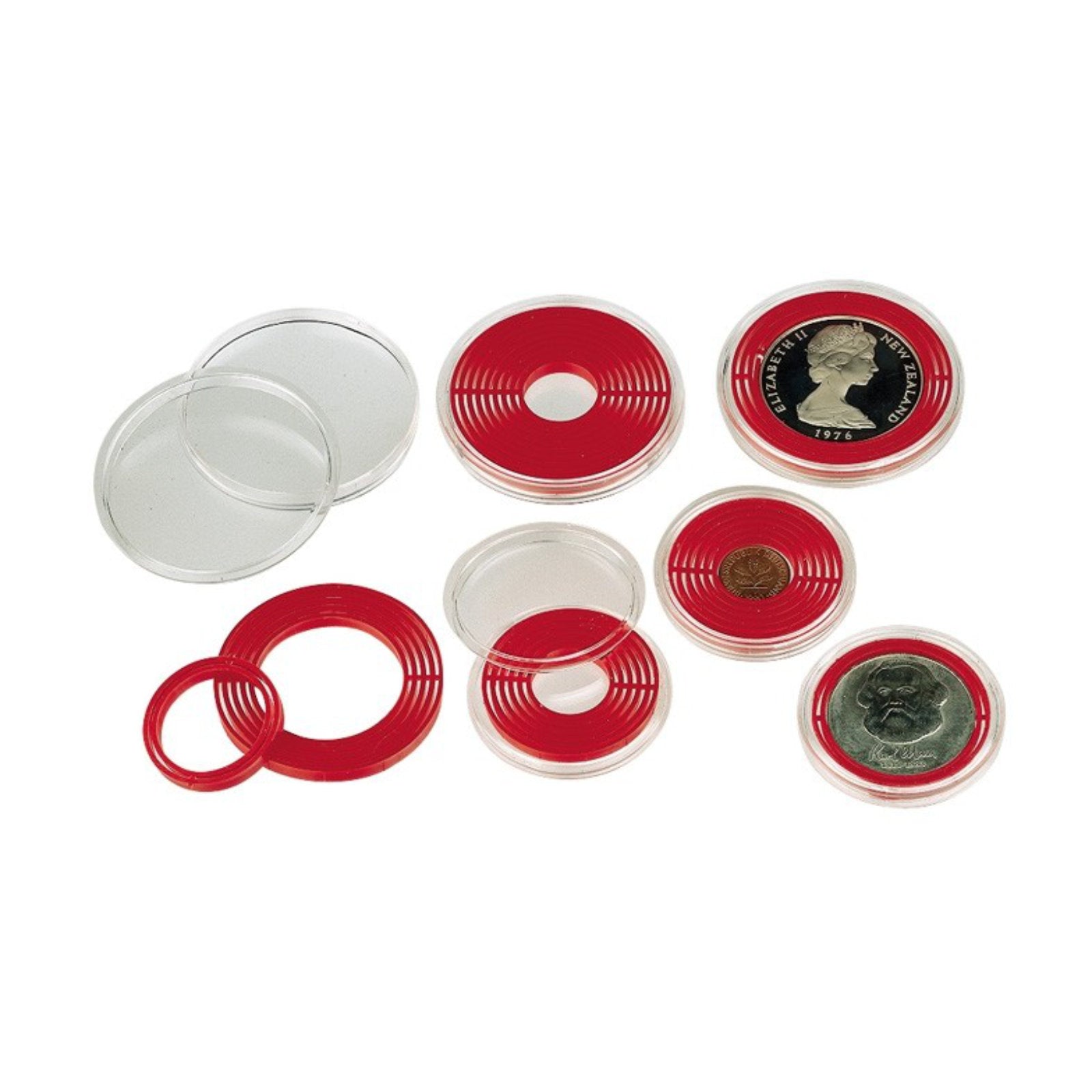 Münzboxkapsel, Rotes Inlett (10er Set)