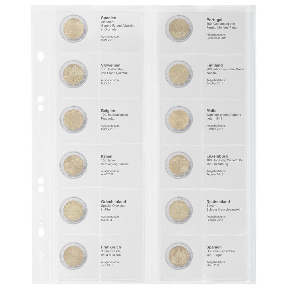 Multi Collect Vordruckblatt für 2 Euro Sammlermünzen: Spanien 2011 - Spanien 2012