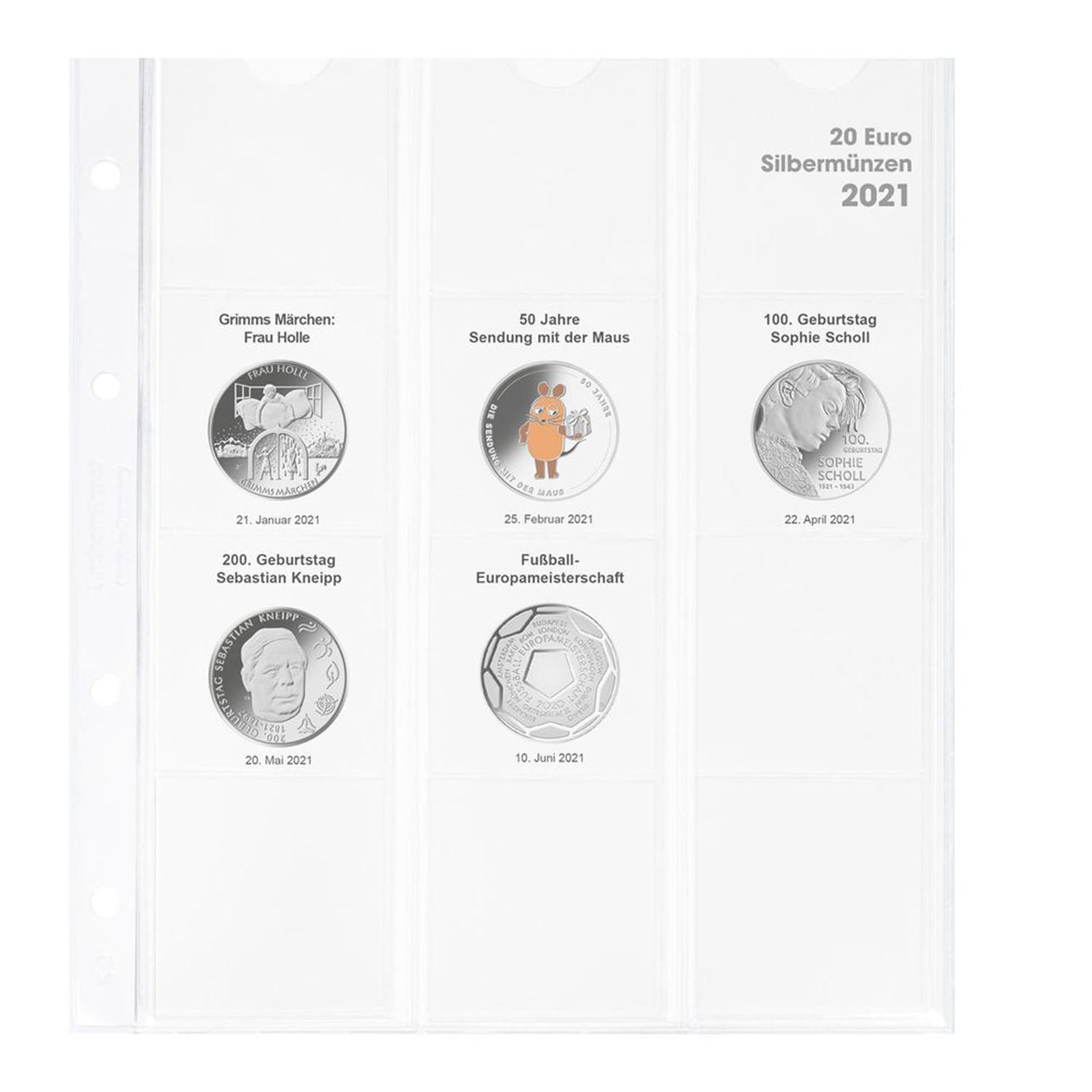 Vordruckblatt karat 20 Euro-Silbermünzen Bundesrepublik Deutschland 2021