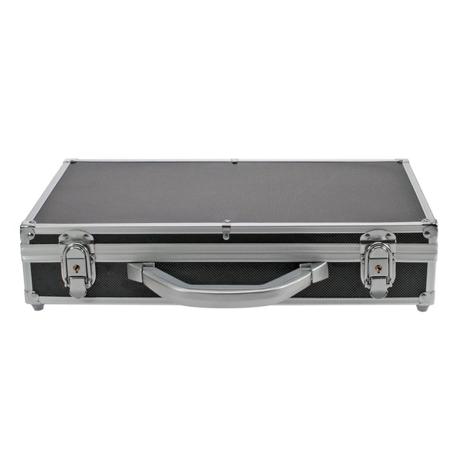 Großer Münzen Sammelkoffer, in Schwarz, aus Aluminium, ohne Inhalt, 405 mm x 270 mm x 85 mm