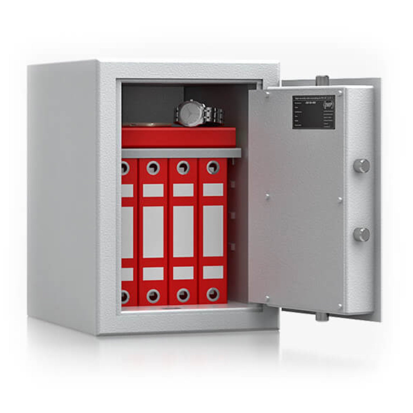 Möbeltresor BB 2 mit Doppelbart Sicherheitsschloss, RAL 7035 Lichtgrau, Sicherheitsstufe B, inklusive Verankerungsschrauben, 420 mm x 300 mm x 380 mm