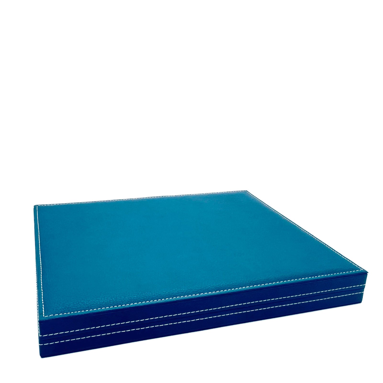 Münzkassette in Lederoptik, in Blau, für 30 mal 5 Euro Münzen mit Polymerring, mit Münzkapseln