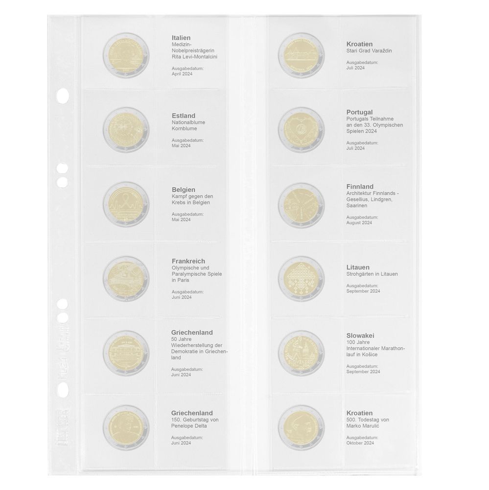 Multi Collect Vordruckblatt für 2 Euro Sammlermünzen: Italien 2024 - Kroatien 2024