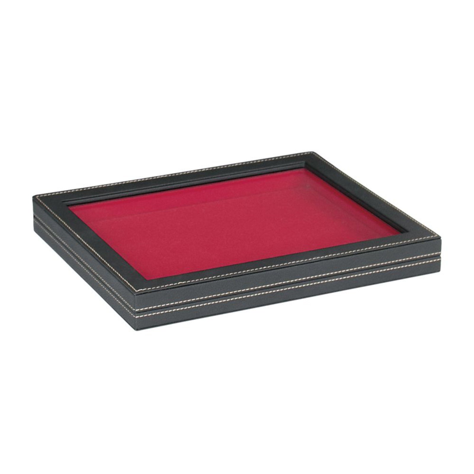 Sammelkassette in Lederoptik mit Hellroter Einlage und Sichtfenster