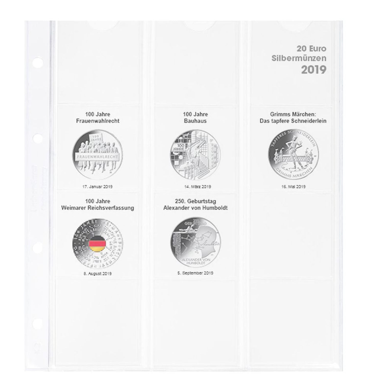 Vordruckblatt karat 20 Euro-Silbermünzen Bundesrepublik Deutschland 2019