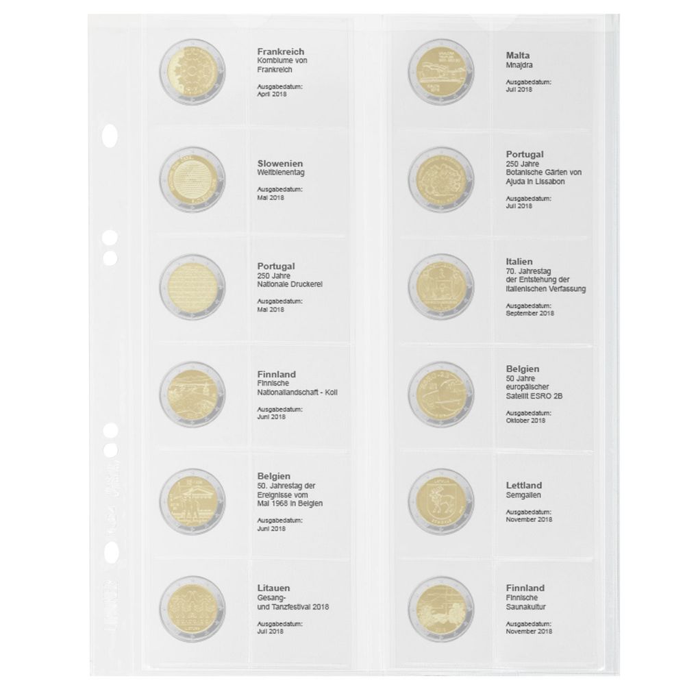 Multi Collect Vordruckblatt für 2 Euro Sammlermünzen: Frankreich 2018 - Finnland 2018
