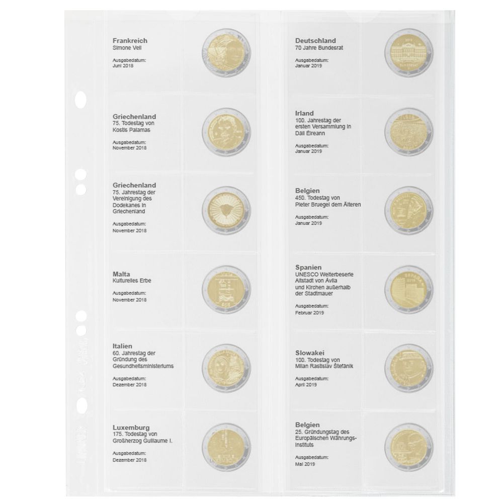 Multi Collect Vordruckblatt für 2 Euro Sammlermünzen: Frankreich 2018 - Belgien 2019