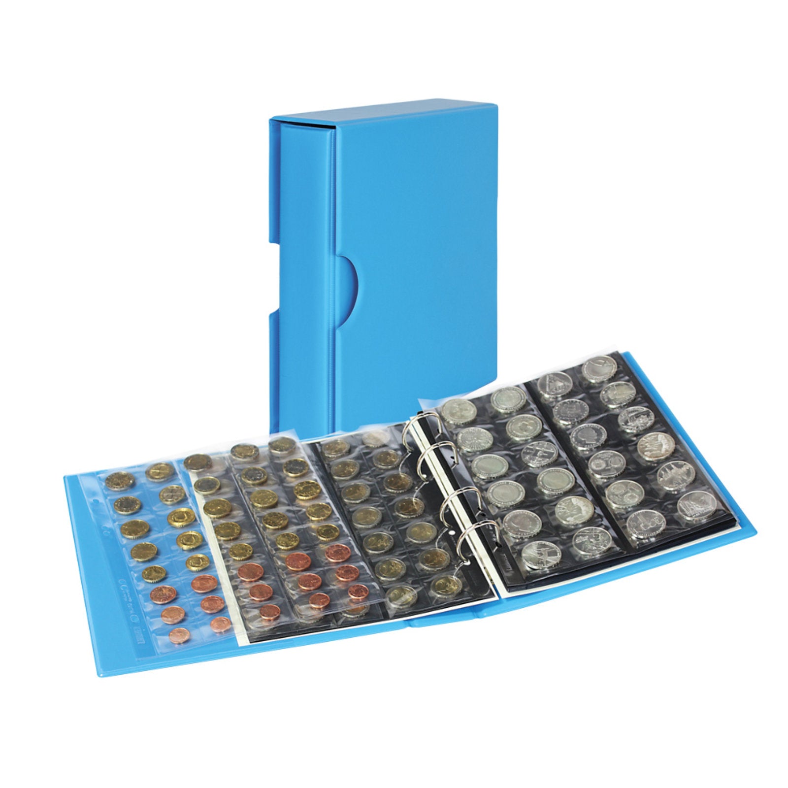Multi collect Münzalbum mit 10 verschiedenen Münzblätter und Schutzkassette