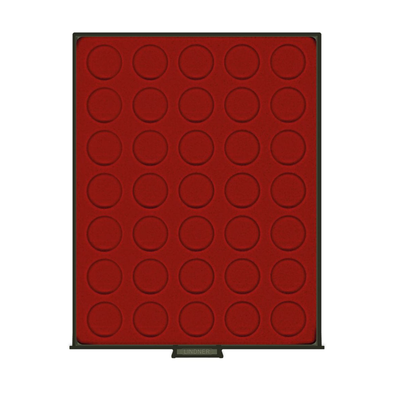 Münzbox mit 35 Runden Vertiefungen für Münzen oder Kapseln bis 32.5 mm