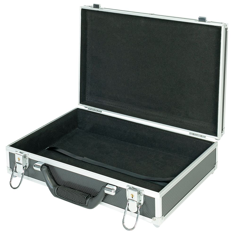 Münzen Sammelkoffer, in Schwarz, aus Aluminium, mit Platz für bis zu 8 Münztableaus