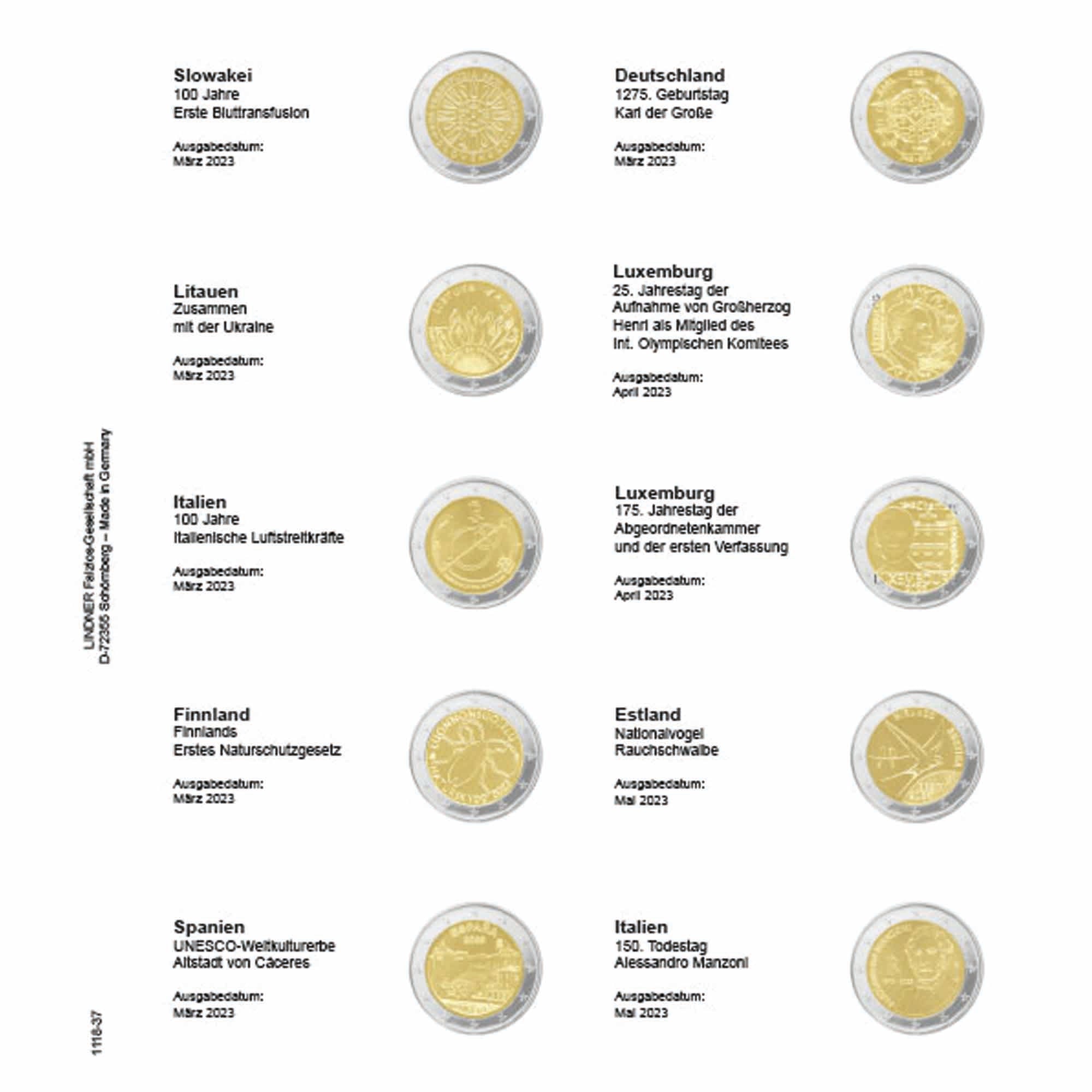 Karat Vordruckblatt für 2 Euro Sammlermünzen und Gedenkmünzen