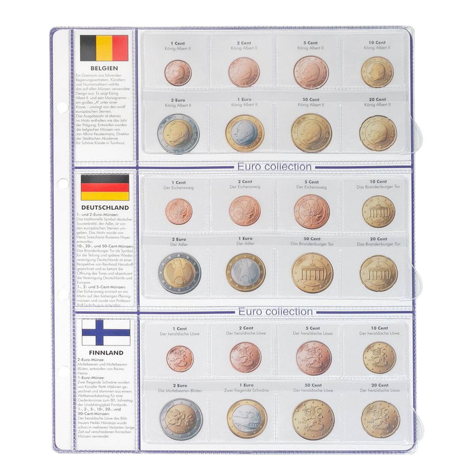 Vordruckblatt EURO COLLECTION: Kursmünzensätze Belgien/Deutschland/Finnland