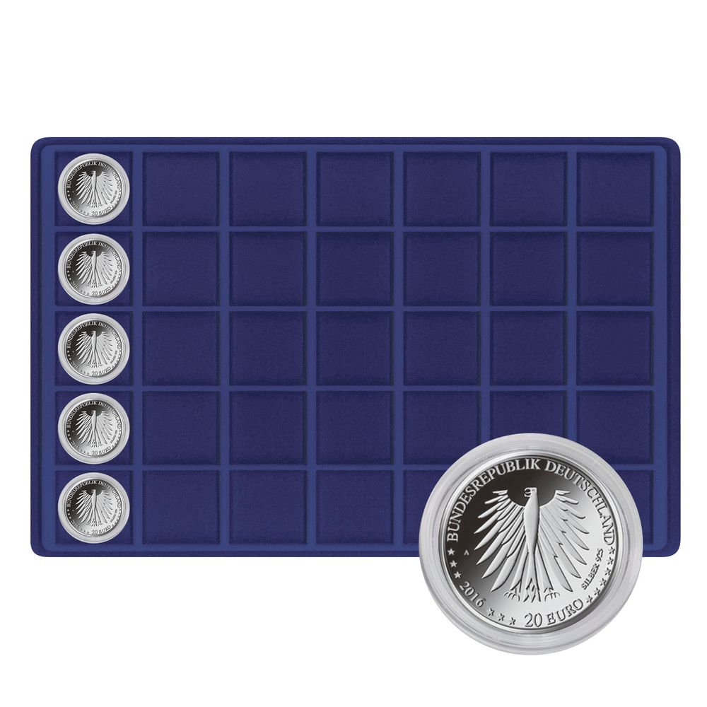 Tableaus für Münzen Sammelkoffer, in Blau oder Rot, 331 mm x 220 mm
