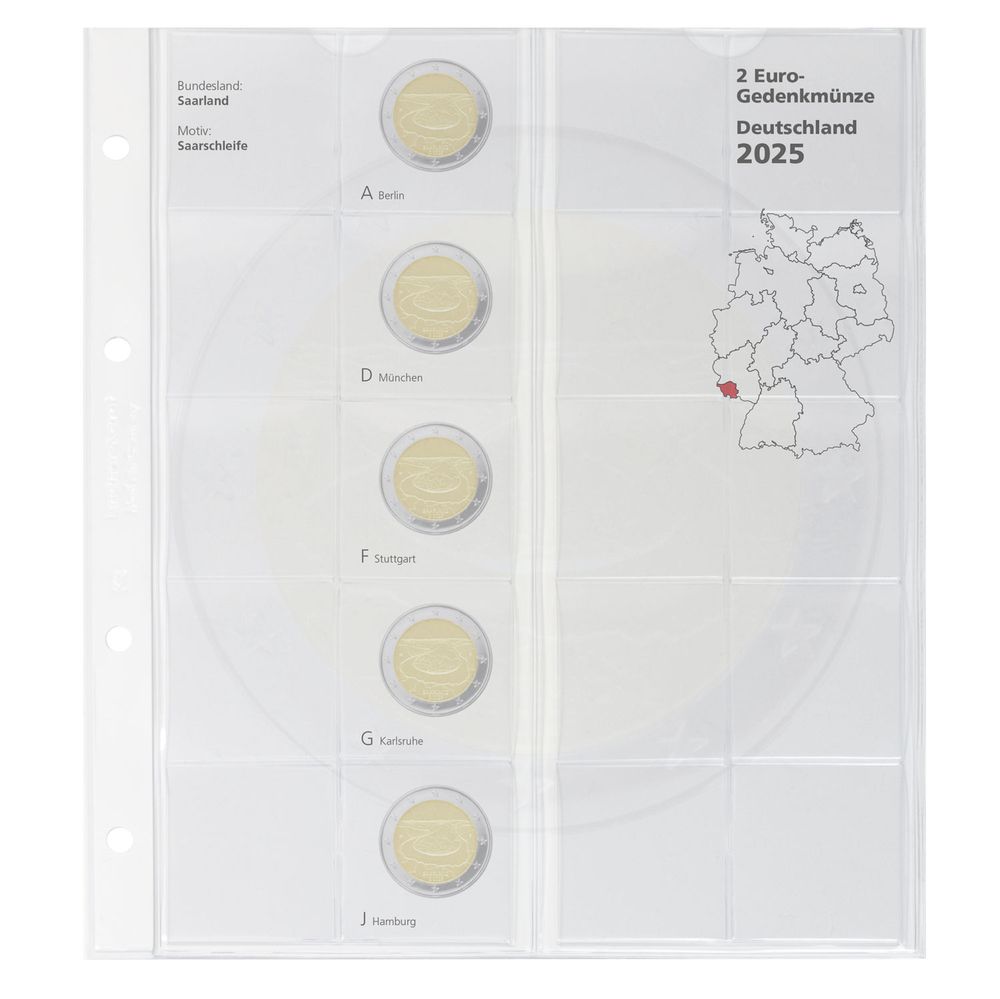 karat Vordruckblatt 2 Euro-Gedenkmünzen "Saarland 2025" aus der Serie Deutsche Bundesländer 2023-2038