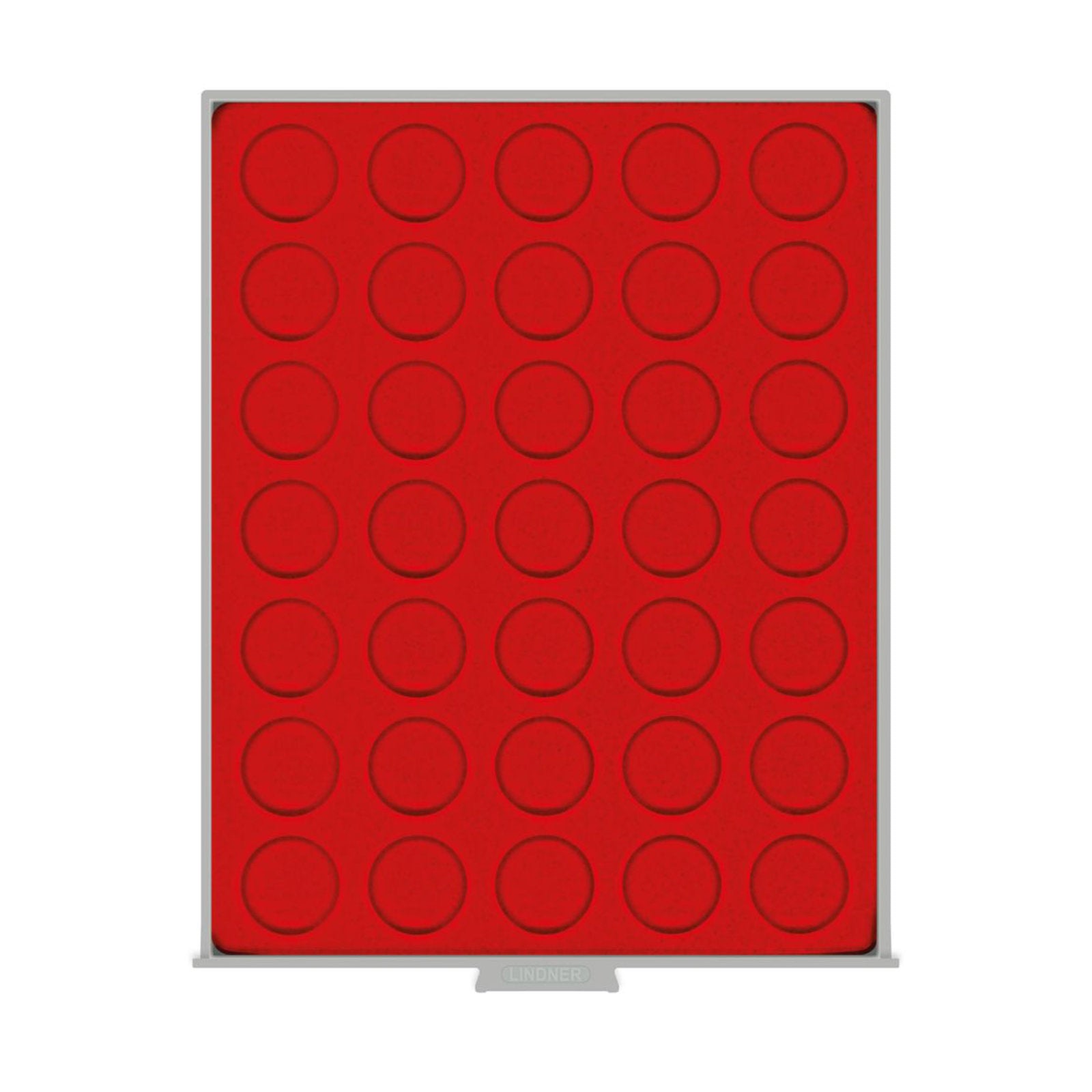 Münzbox mit 35 Runden Vertiefungen für Münzen oder Kapseln bis 32.5 mm