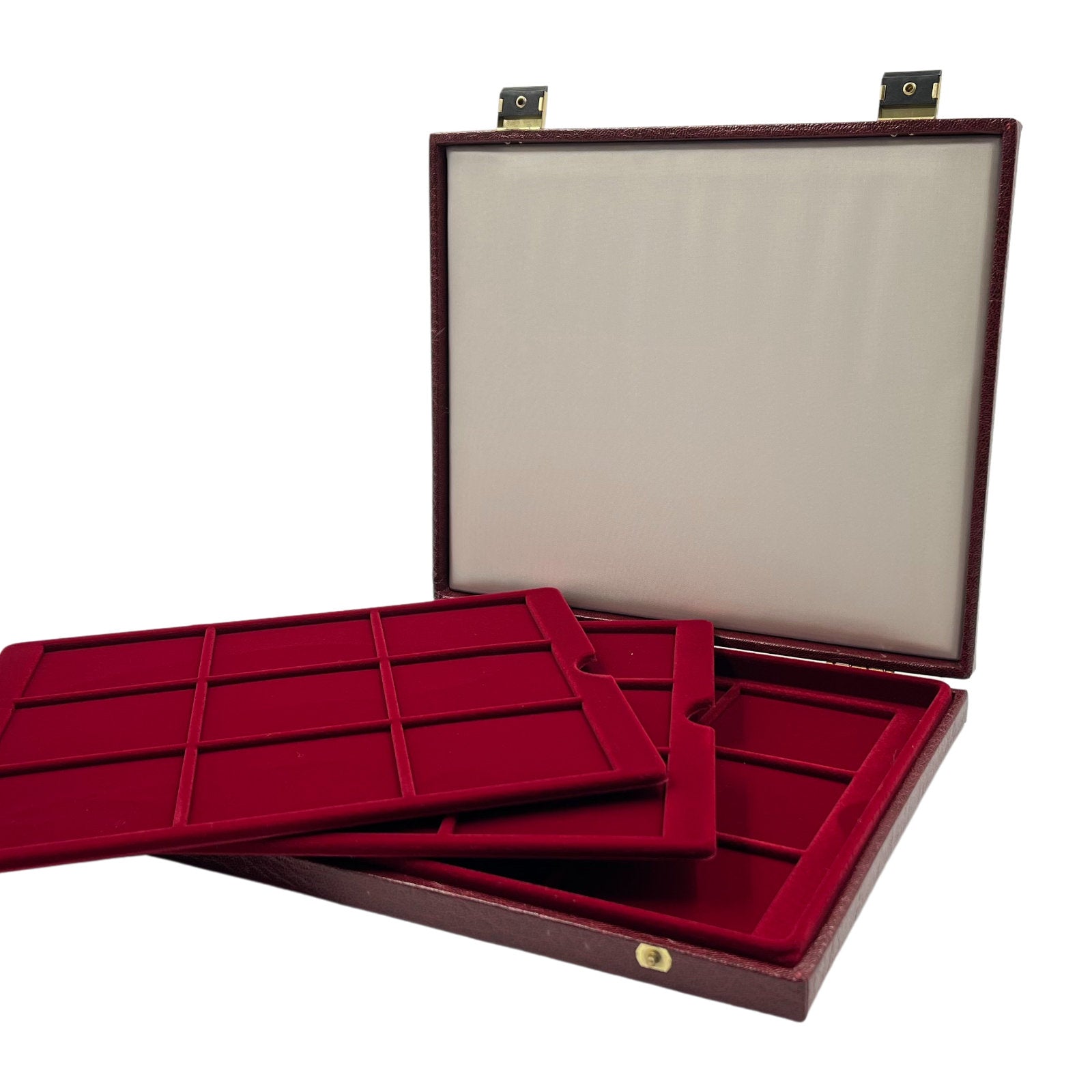 Luxus Münzkassette für 27 mal 10 DM eingeschweißte Gedenkmünzen bis 70 mm x 62 mm