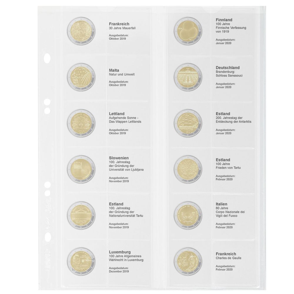 Multi Collect Vordruckblatt für 2 Euro Sammlermünzen: Frankreich 2019 - Frankreich 2020