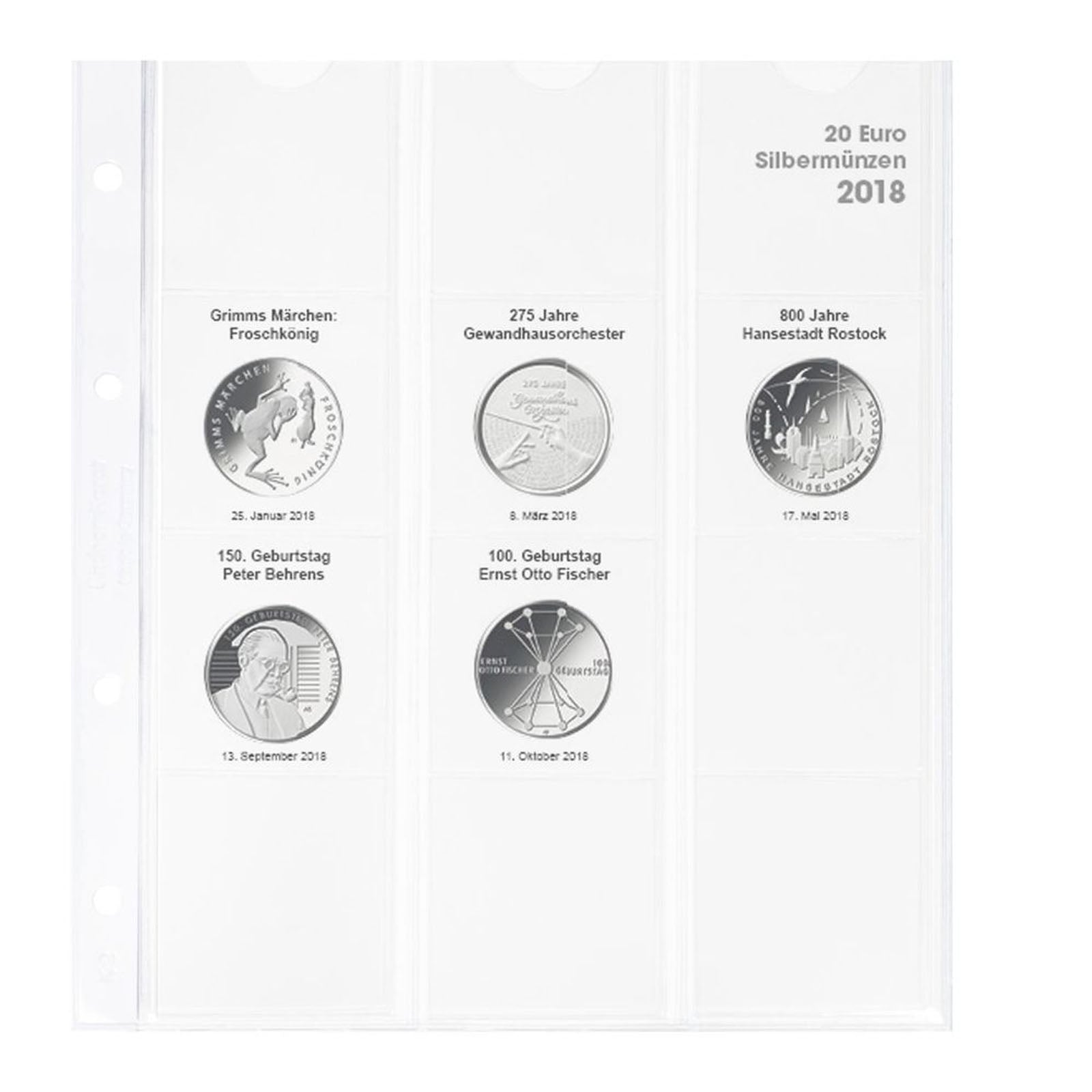 Vordruckblatt karat 20 Euro-Silbermünzen Bundesrepublik Deutschland 2018