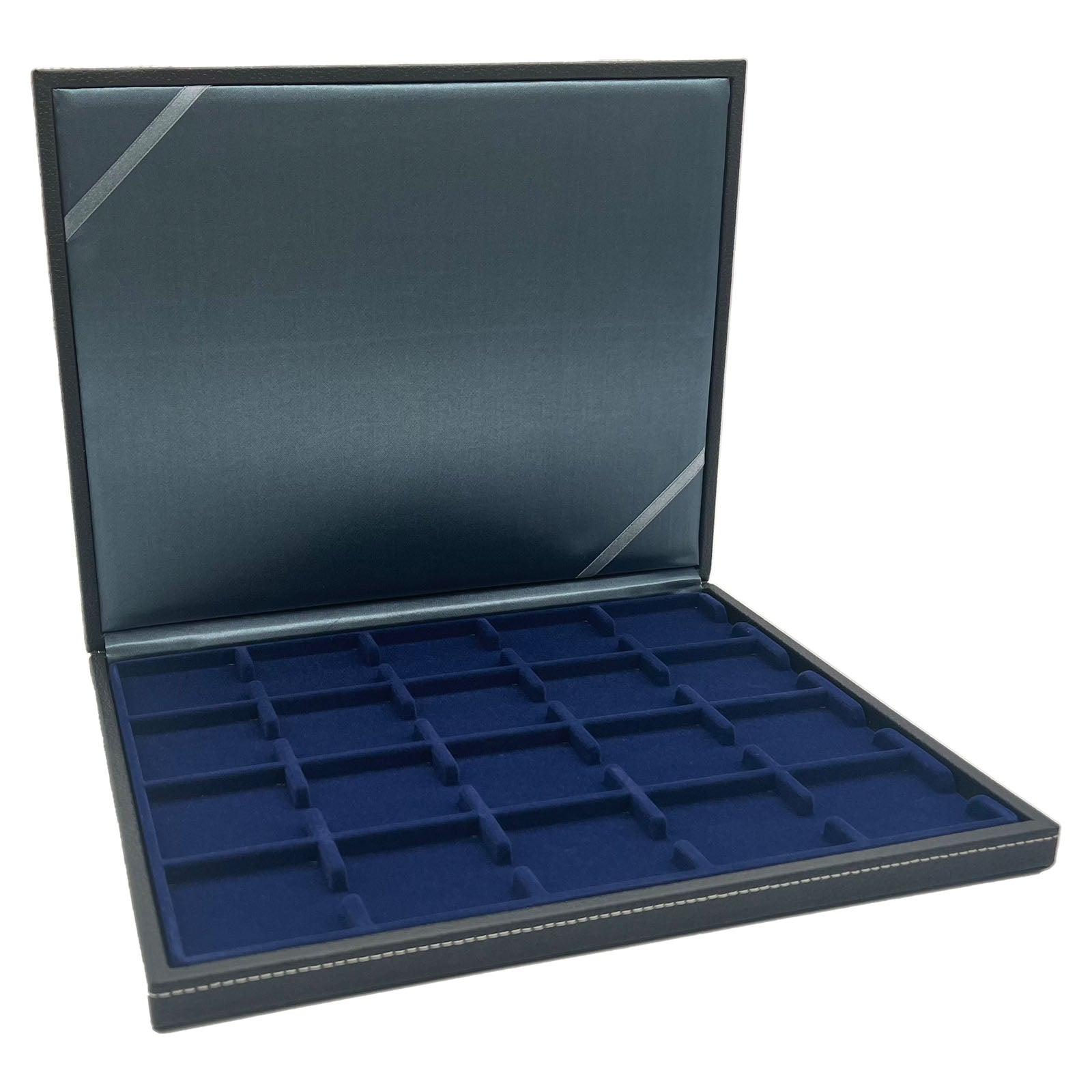 Münzkassette in Lederoptik für 20 Münzen, Münzrähmchen oder Kapseln bis 50 mm