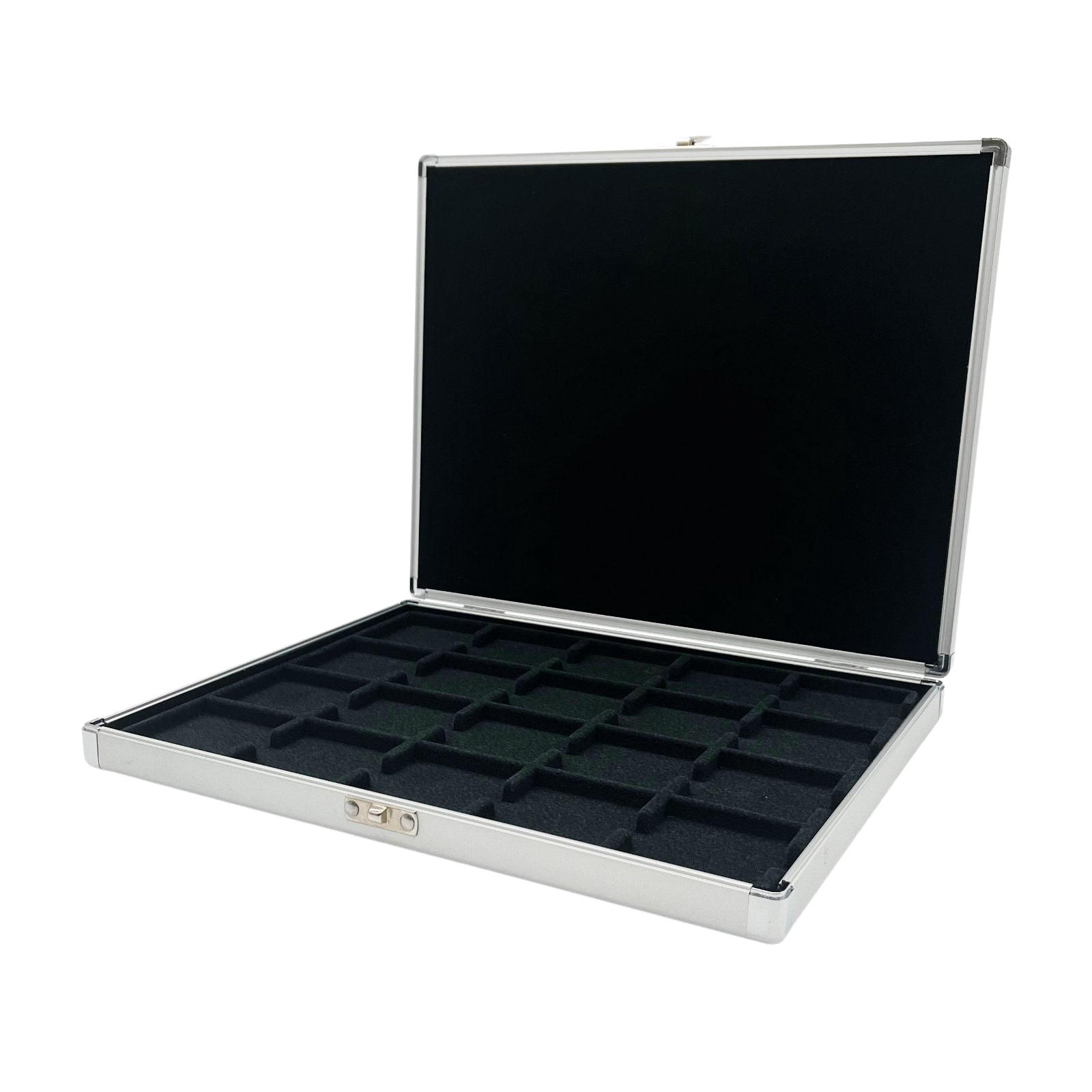 Münzkassette aus Aluminium, mit schwarzer Einlage, für 20 bis 48 Münzen oder Münzkapseln
