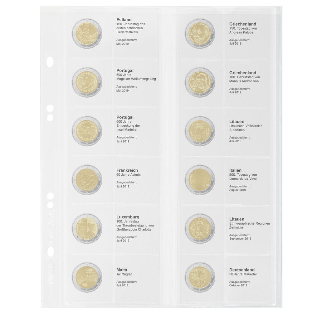 Multi Collect Vordruckblatt für 2 Euro Sammlermünzen: Estland 2019 - Deutschland 2019